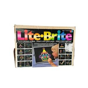 LITE-BRITE Vtg 1986 Org. Box Pegs Disney 20+UNUSED Sheets Tested
